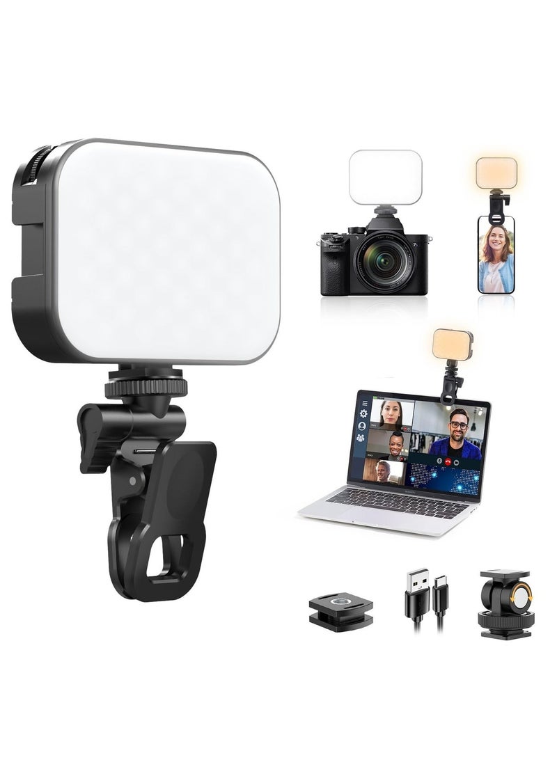 60 LED Portable Selfie Light, Rechargeable Phone Light with Clip, USB-C Charging, 3000-6500K 3 Light Modes, 10 Levels of Brightness, Clip-on Light for Phone/Tablet/Laptop - Image 3